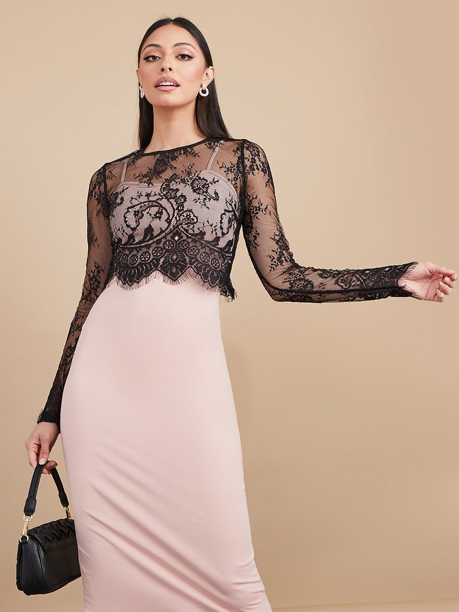 bodycon dress with lace overlay convex floral lace overlay bodycon dress ll425 women's