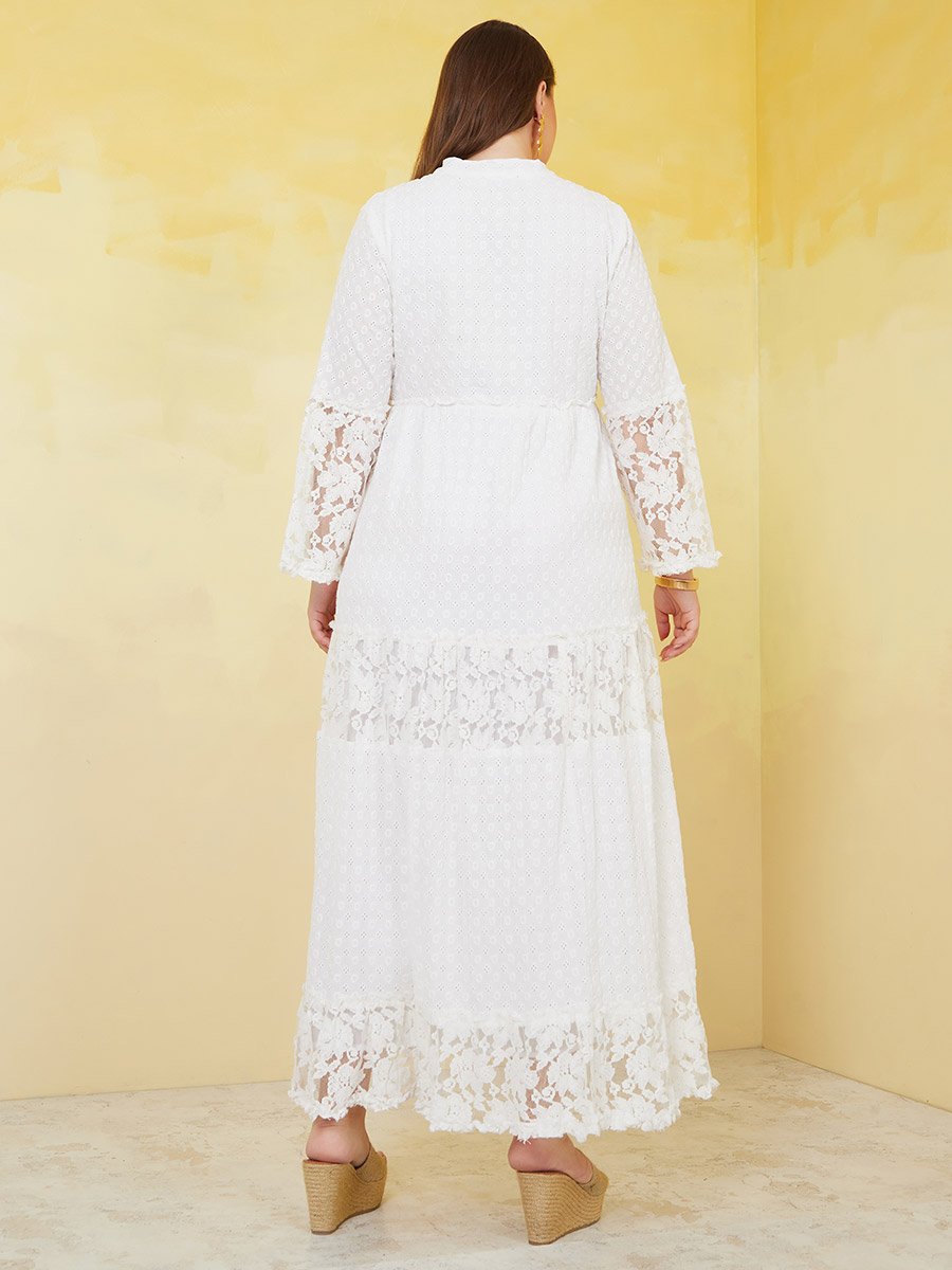 chinese dress ladies Buy Ishin Women's Cotton White Schiffli Embroidered A-Line Dress Online