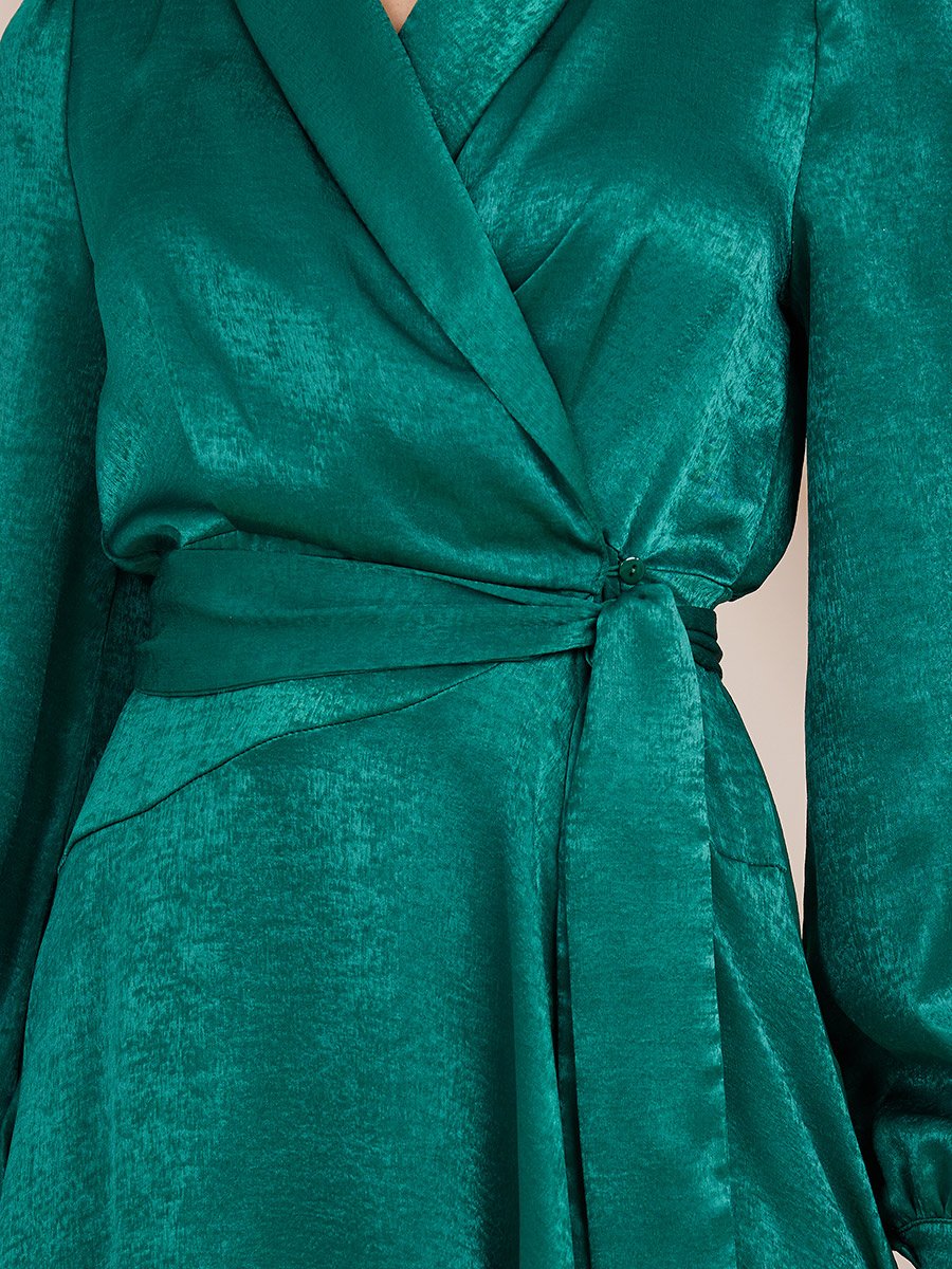 Satin Wrap Midi Dress For Women at Saudi | Styli