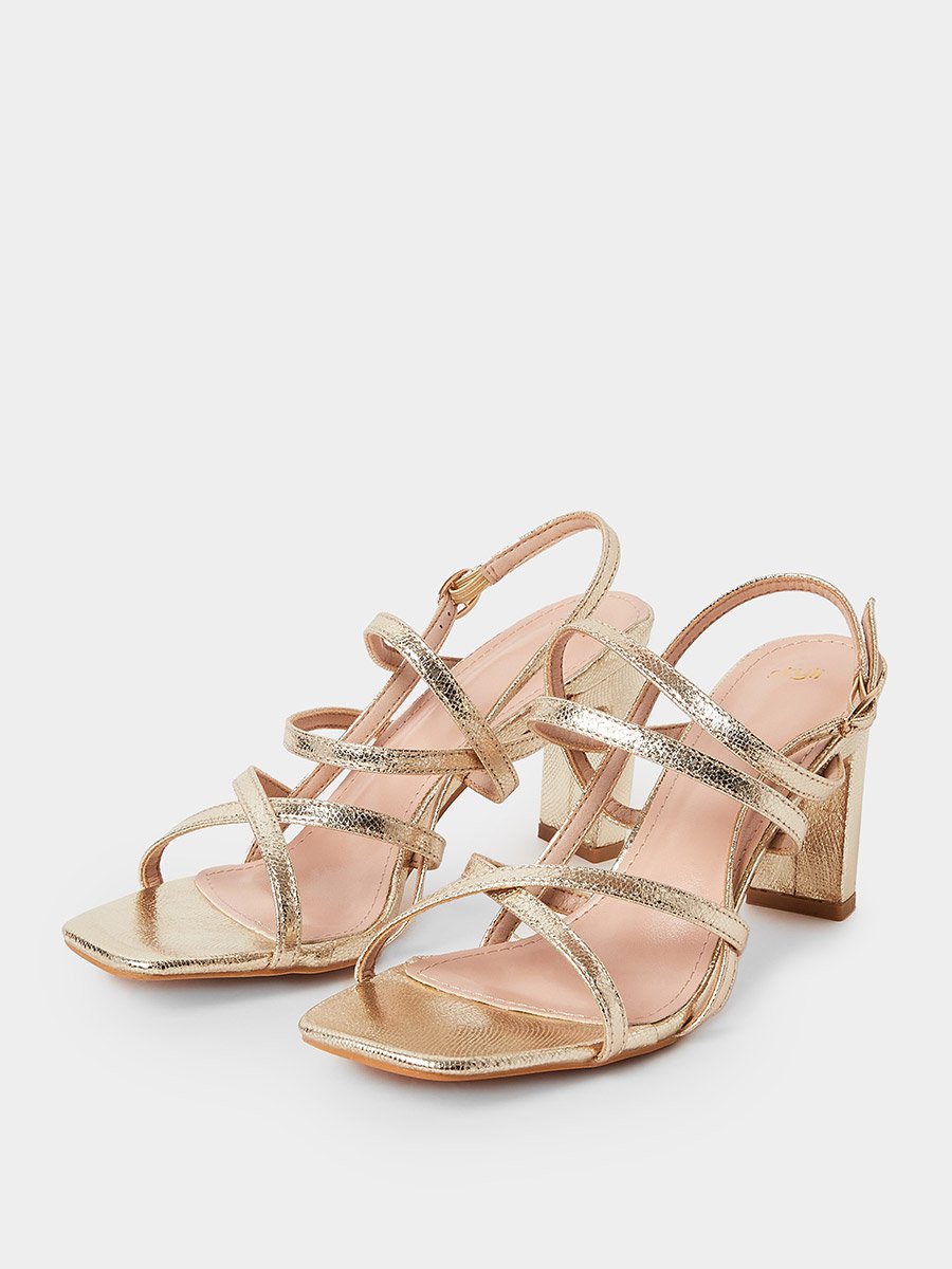 Thin Cross Strap Mid Heel Sandals
