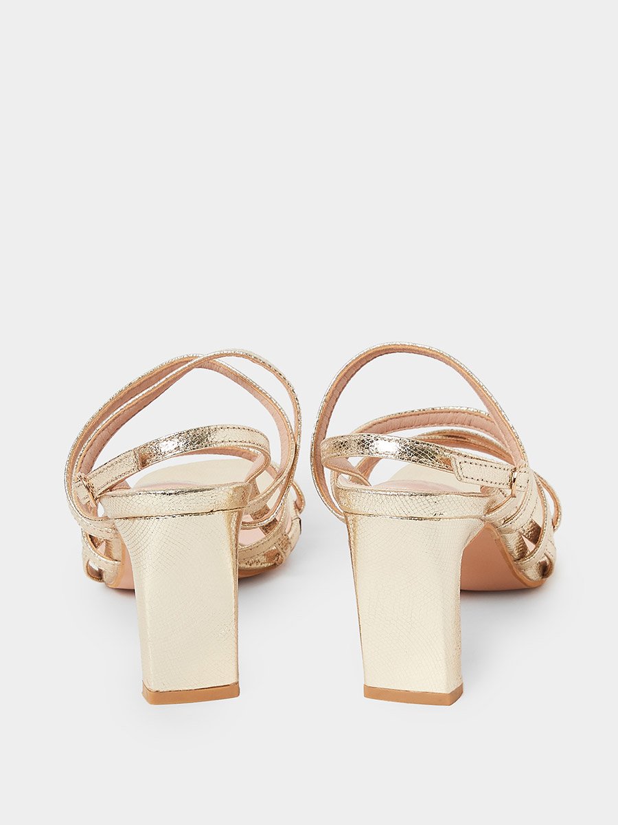 Thin Cross Strap Mid Heel Sandals