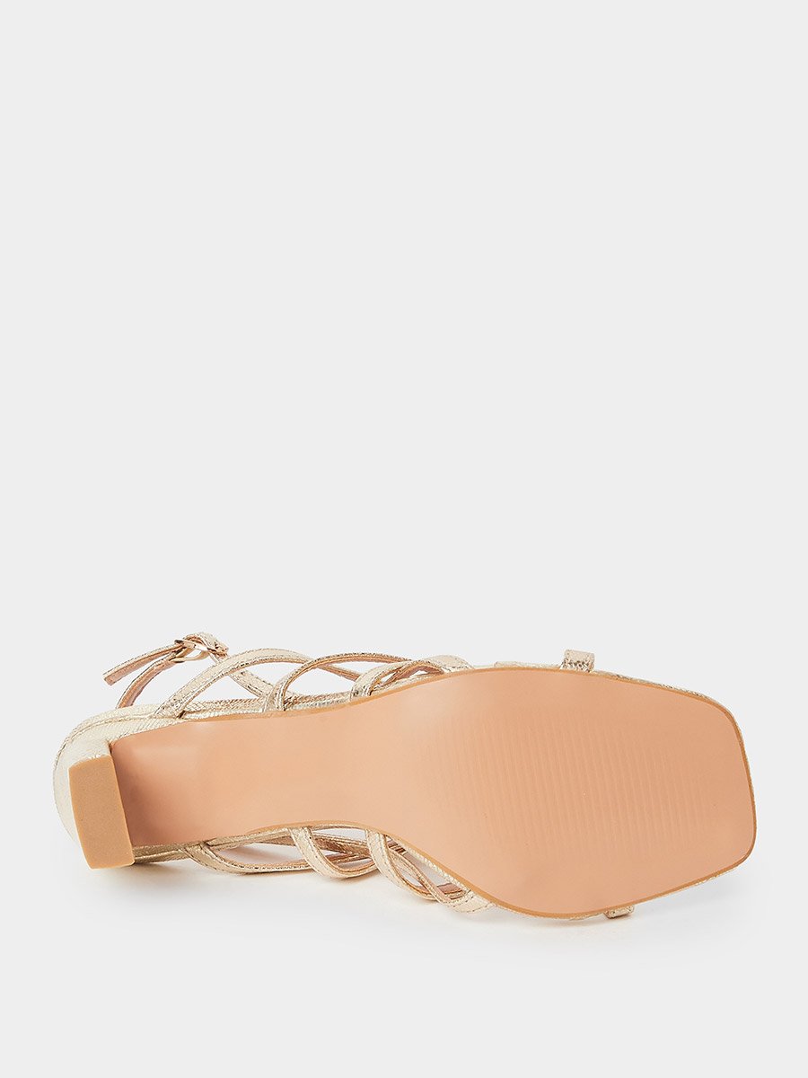 Thin Cross Strap Mid Heel Sandals
