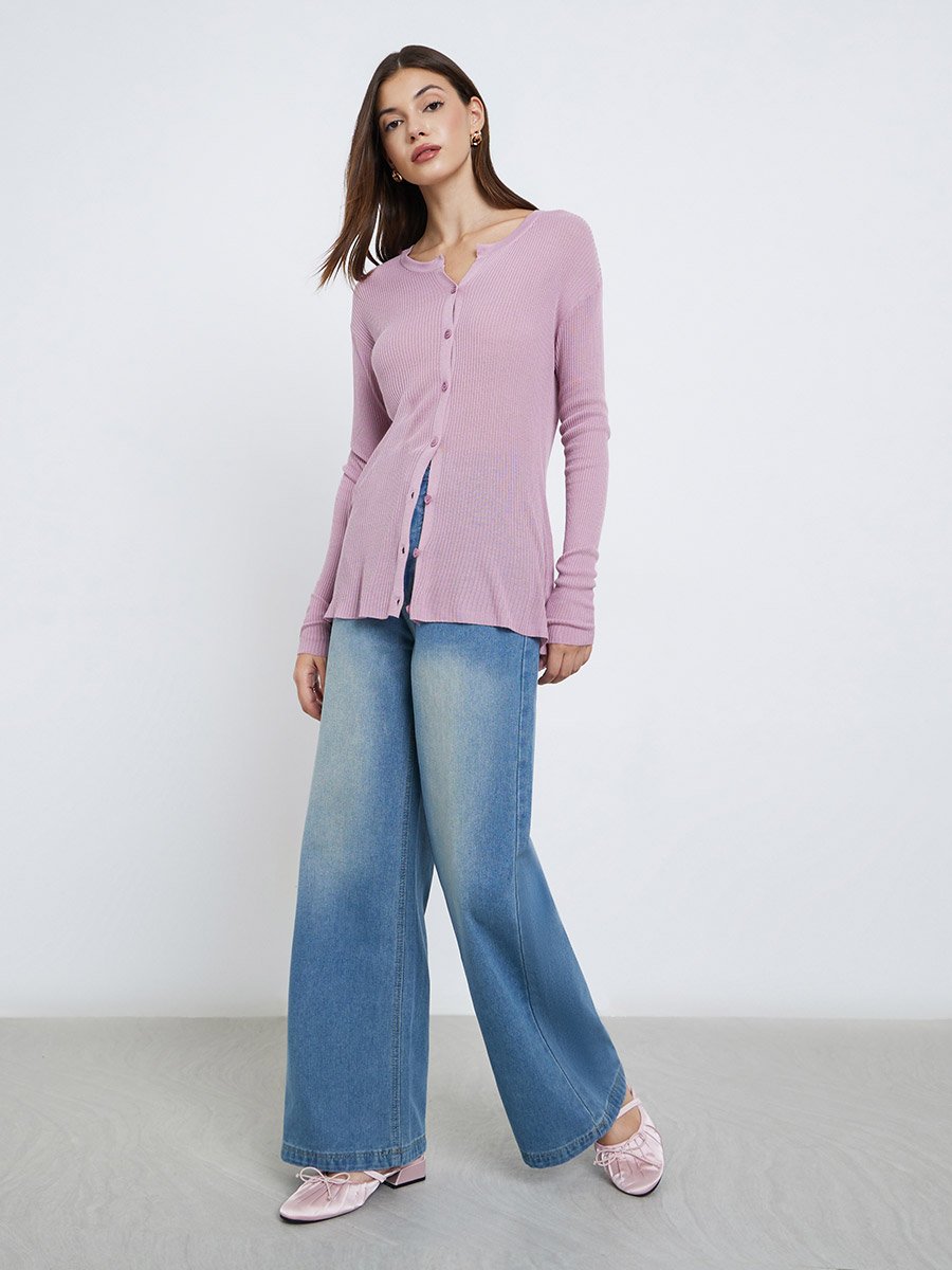 Acid Wash High Rise Flared Jeans