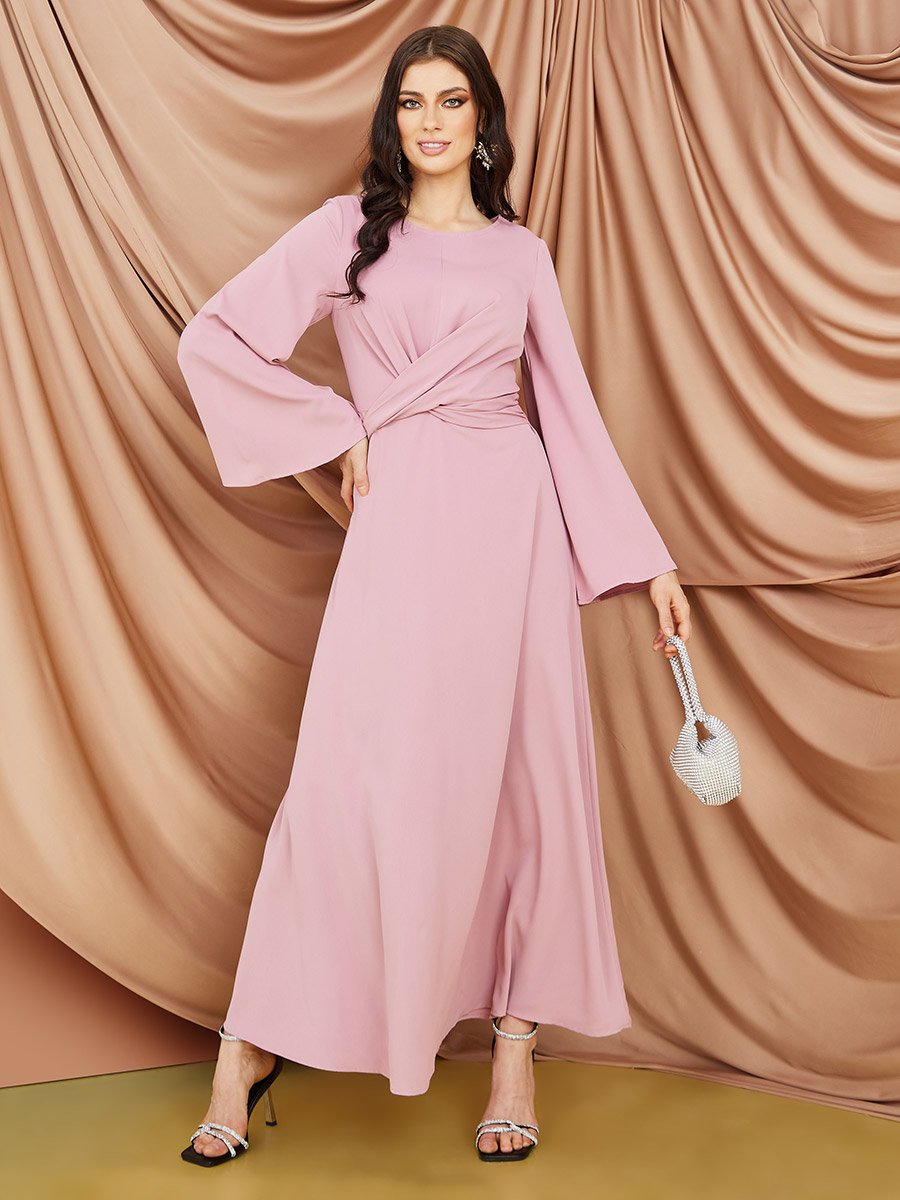 Wrap Front Modest A-Line Maxi Dress For Women at UAE | Styli Wrap Front Modest A-Line Maxi Dress For Women at UAE | Styli