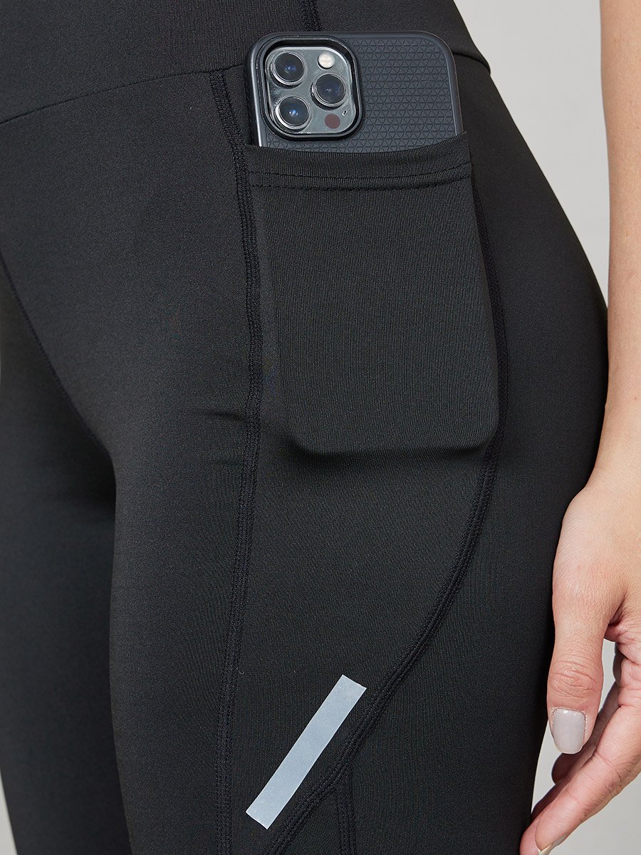 Reflector Striped Pocket Detail Calf Mesh 7/8 Leggings 