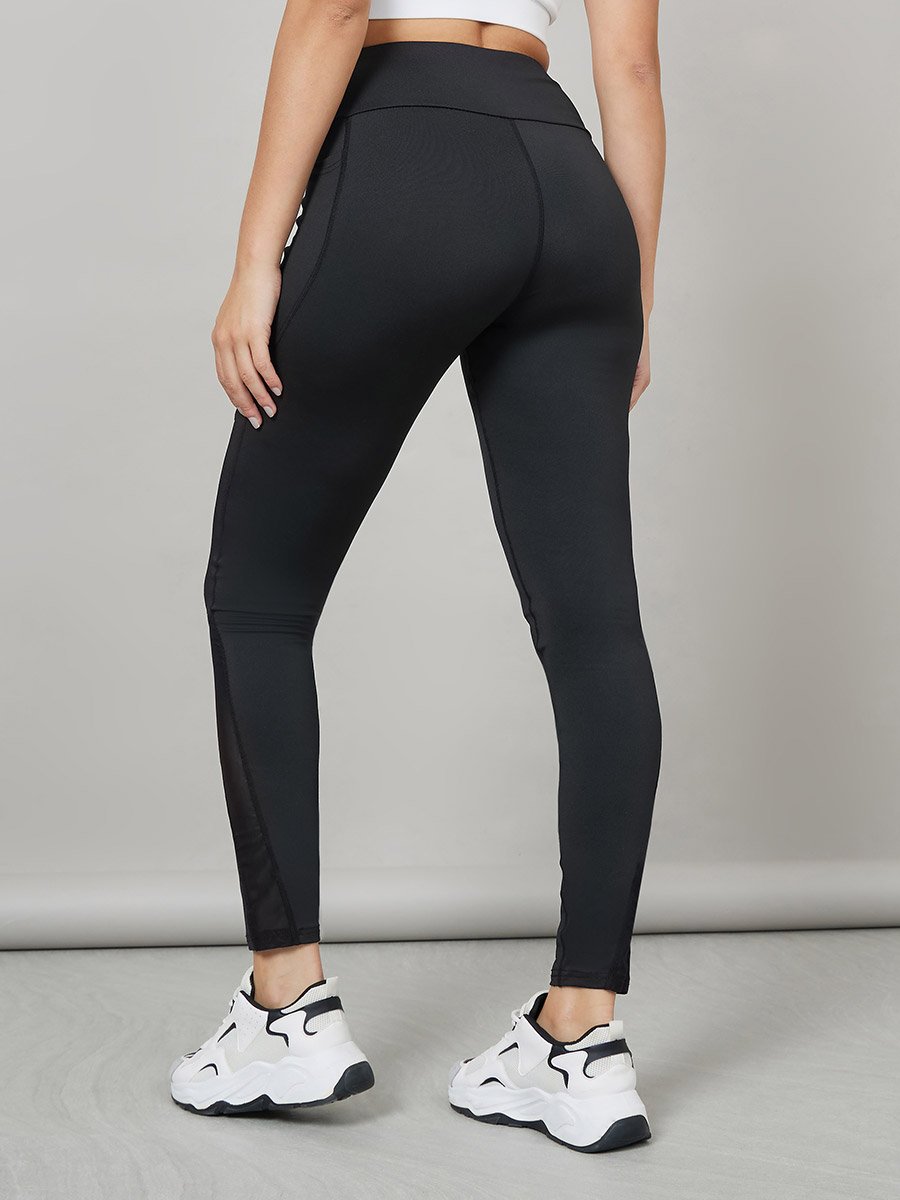 Reflector Striped Pocket Detail Calf Mesh 7/8 Leggings 