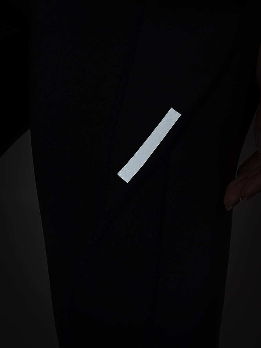Reflector Striped Pocket Detail Calf Mesh 7/8 Leggings 