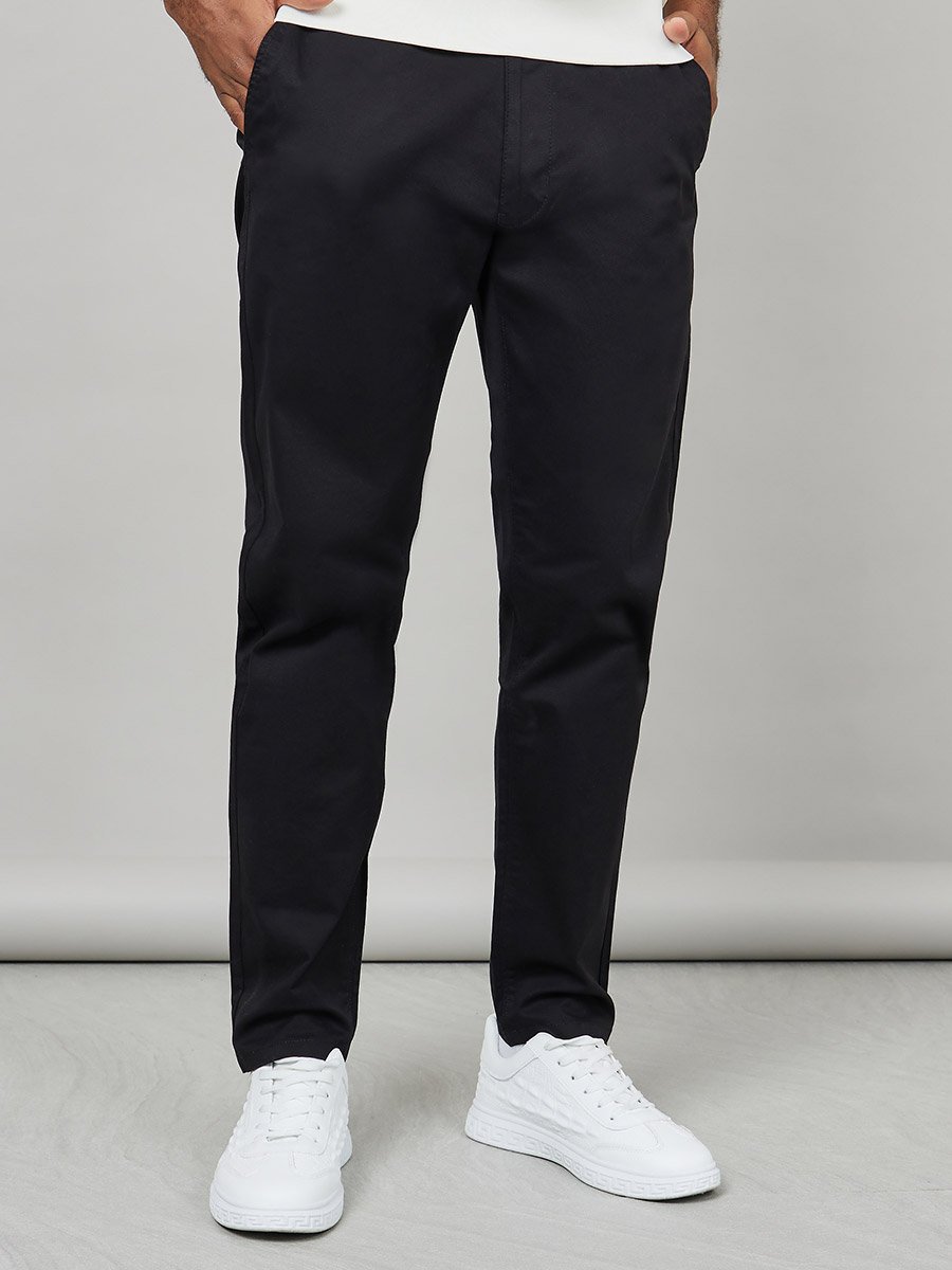 Solid Slim Fit Cotton Stretch Chinos