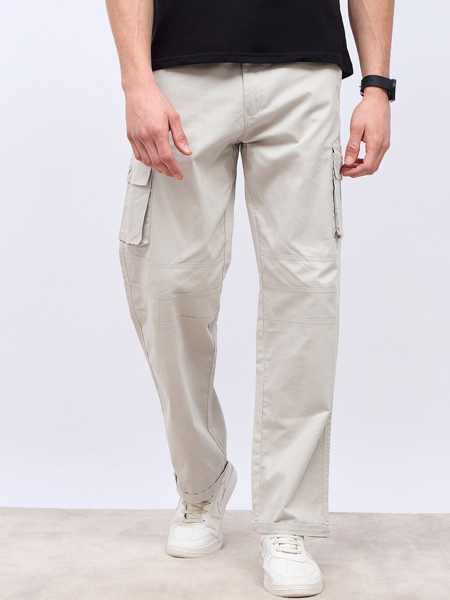 Panel Detail Cotton Twill Oversized Cargo