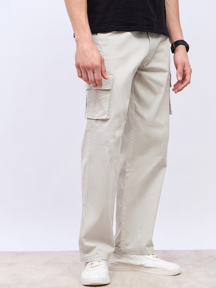 Panel Detail Cotton Twill Oversized Cargo