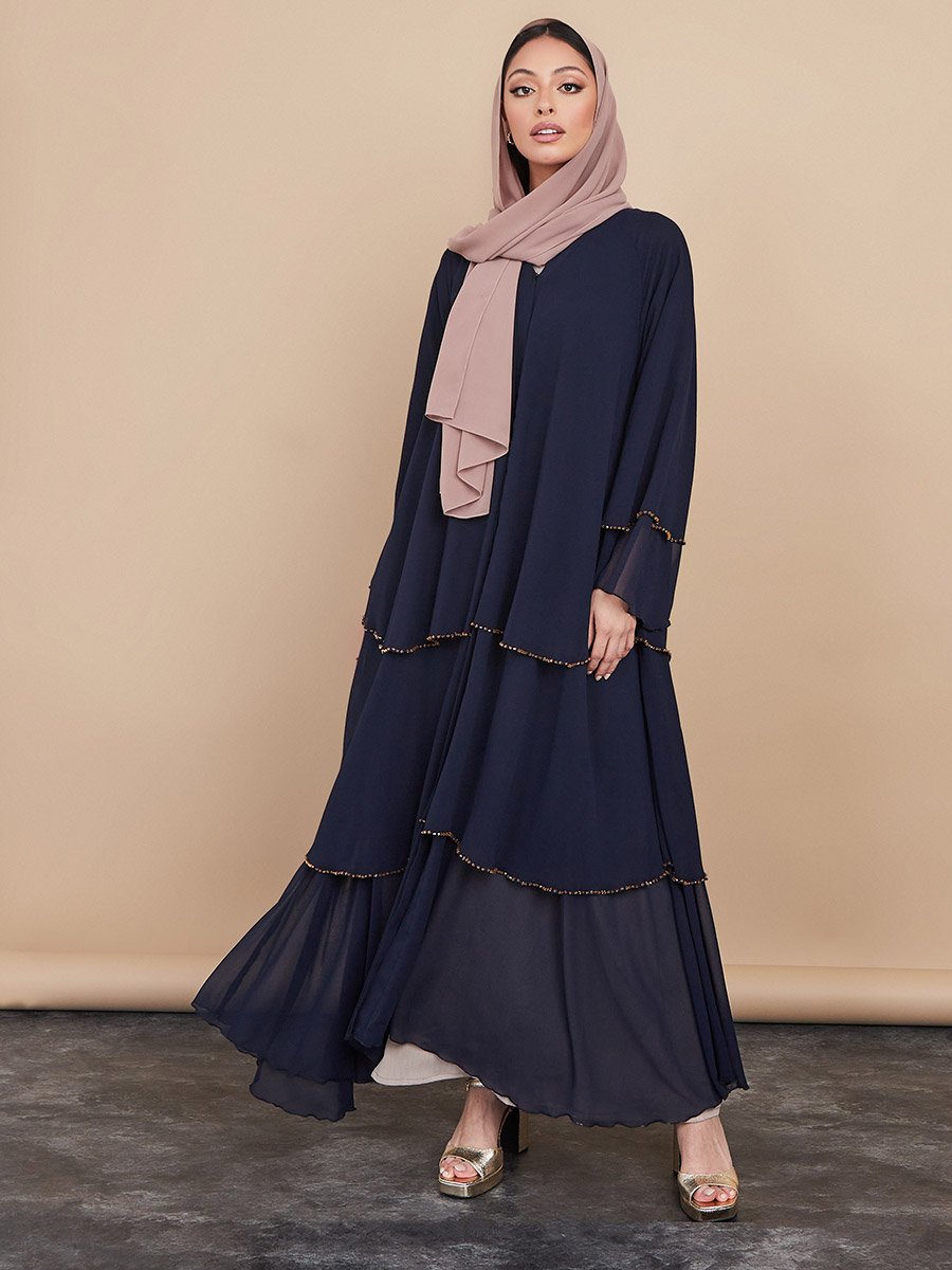Beadwork Layered Abaya For Women at Saudi | Styli