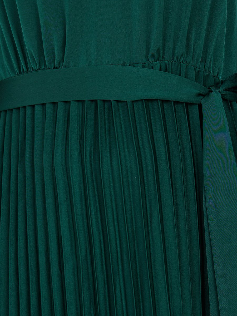 open lace back dress Pleated Chiffon Gown with Floral Shoulder  Terijon.com