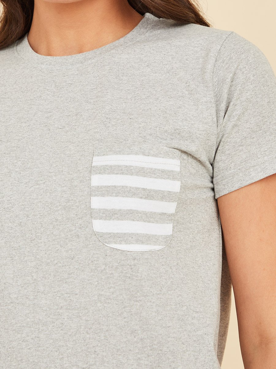 Cotton Striped Pocket T-Shirt and Pyjama Set