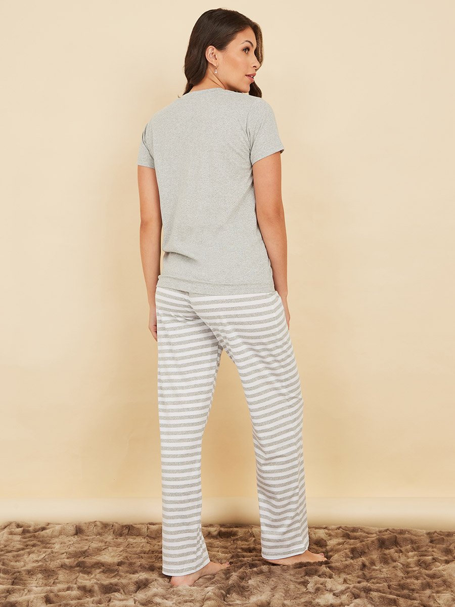 Cotton Striped Pocket T-Shirt and Pyjama Set