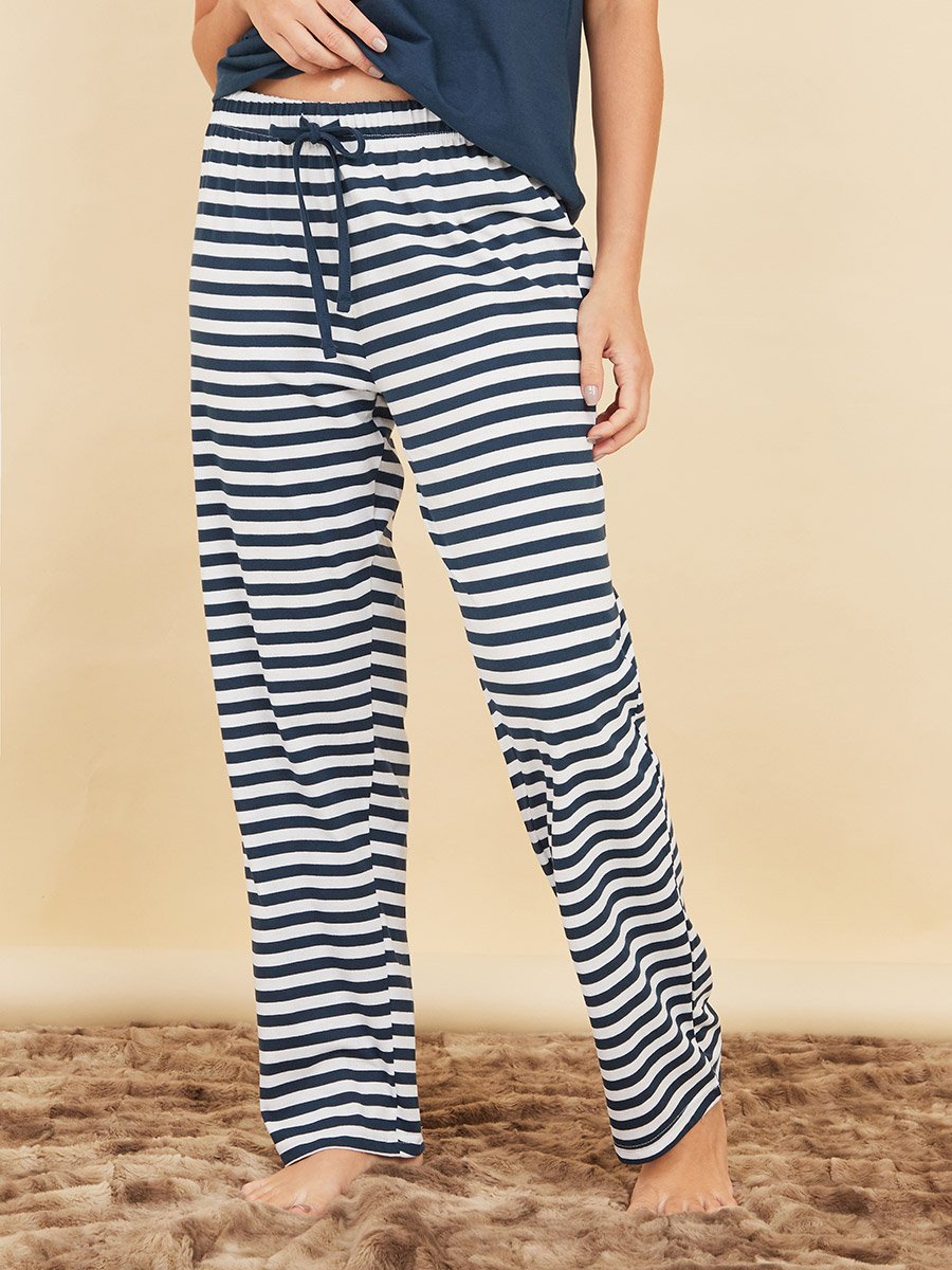 Cotton Striped Pocket T-Shirt and Pyjama Set