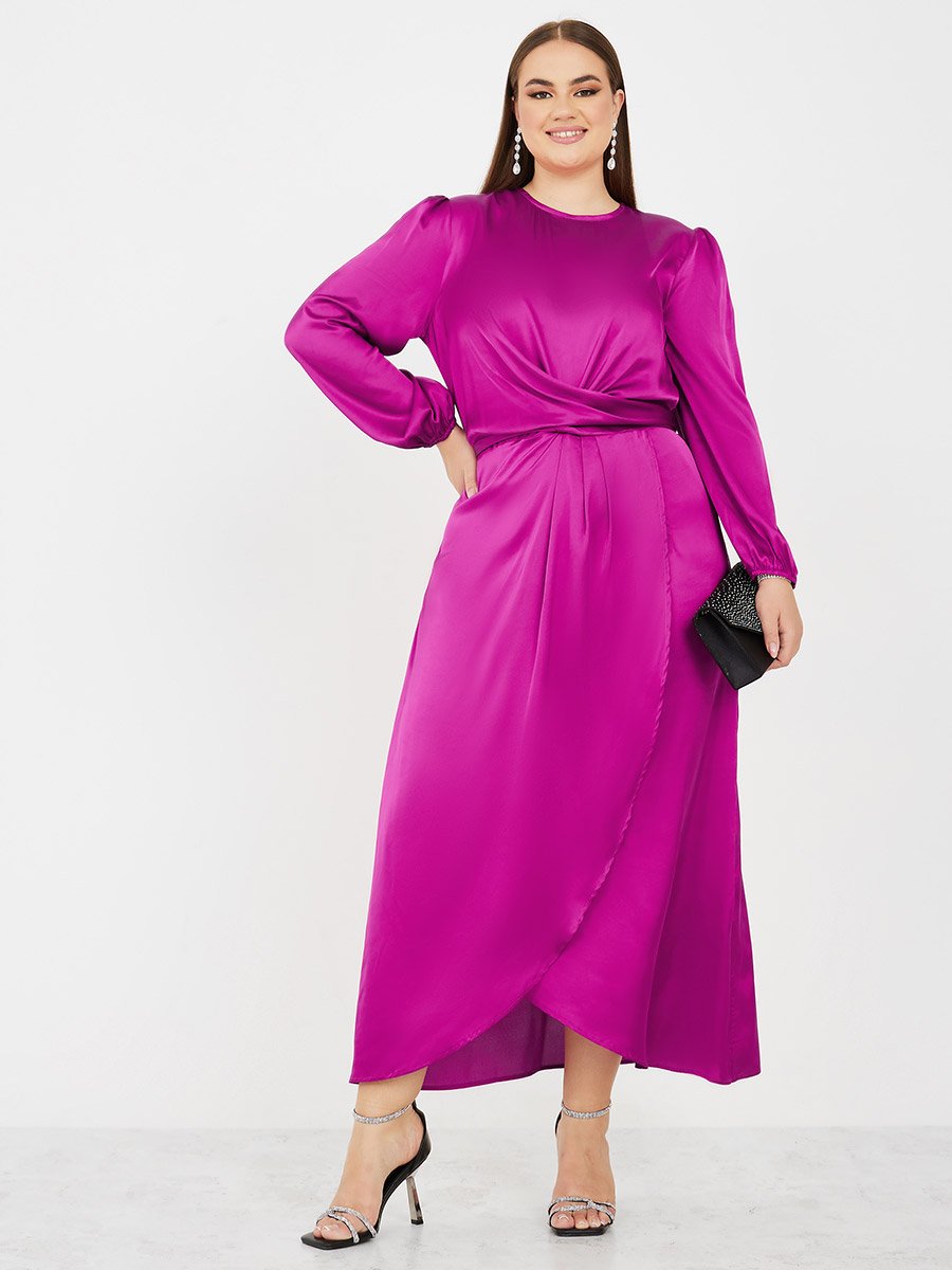 chinese dress ladies Vilma Satin Wrap Midi Dress – VICI main image 1