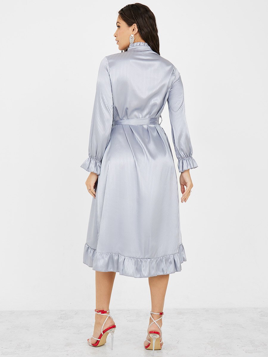 Striped Jacquard Button Detail Midi Dress