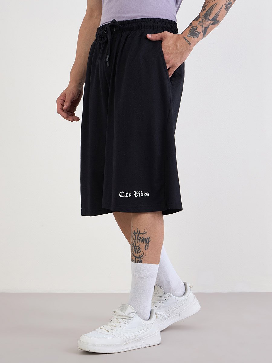 City Vibes Print Oversized Shorts