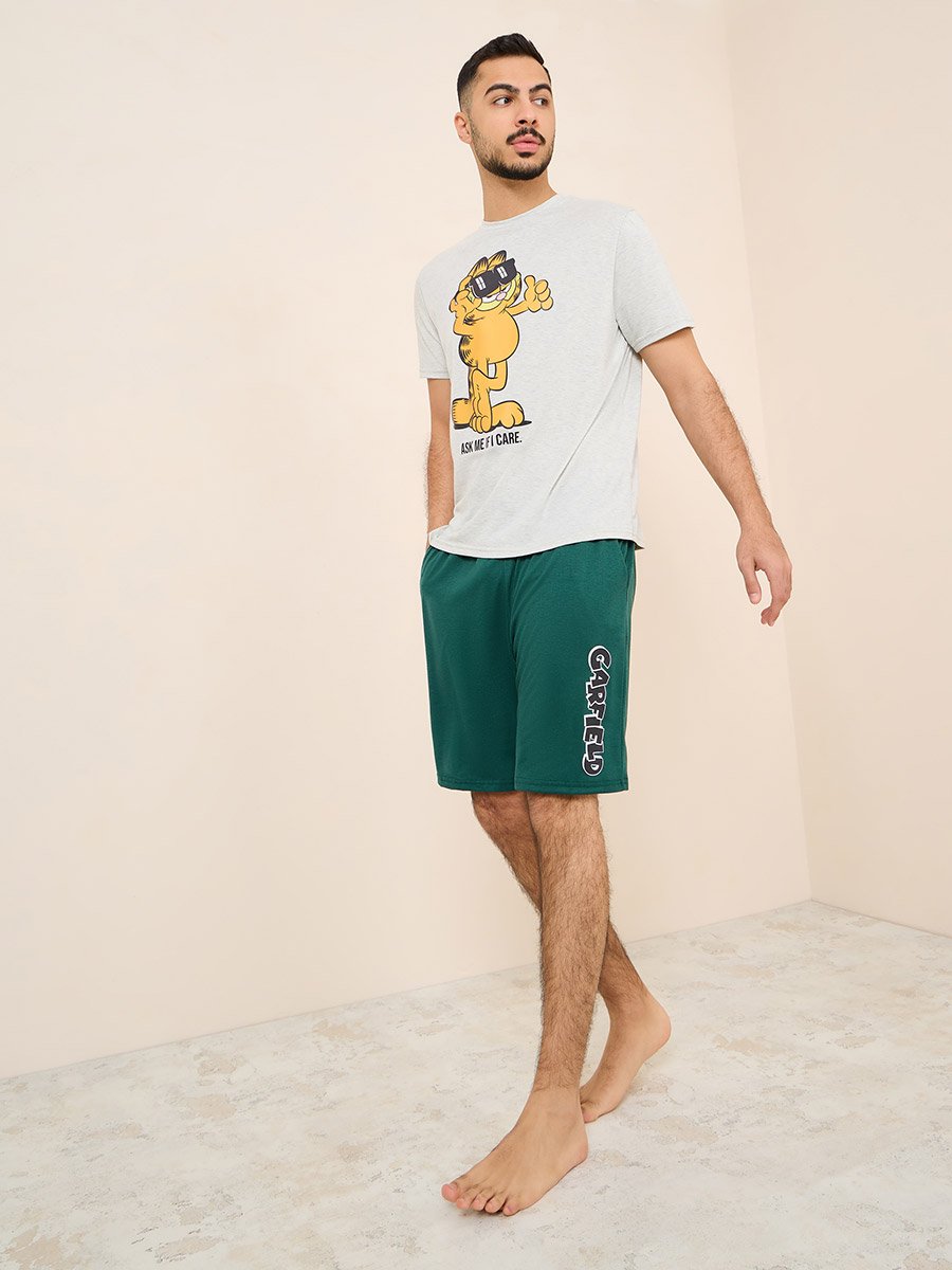 Garfield Graphic Print T-Shirt and Shorts Set