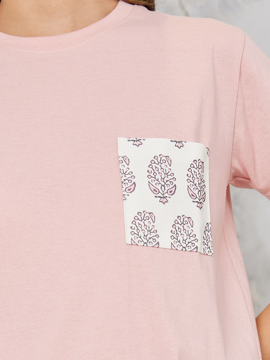 Aztec Print Pocket Short Sleeves T-Shirt and Pyjama Set