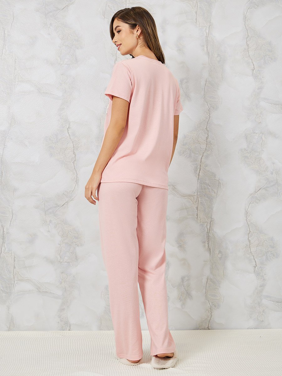 Aztec Print Pocket Short Sleeves T-Shirt and Pyjama Set