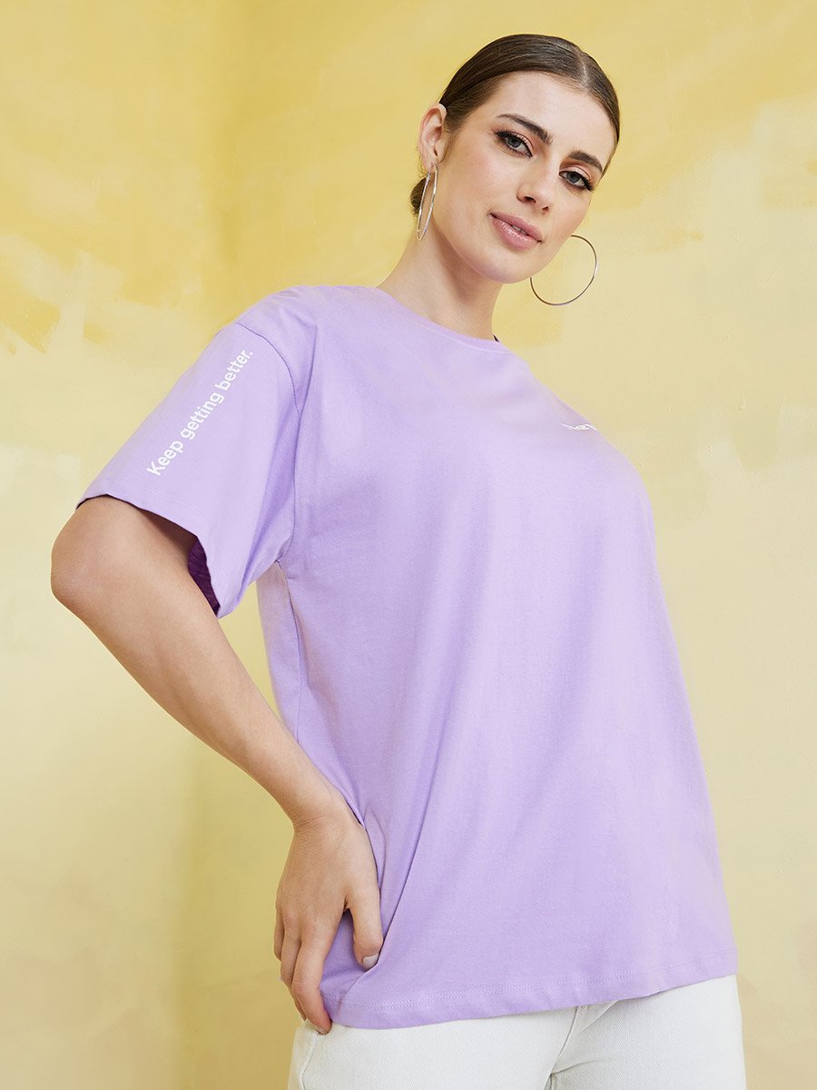 Oversized Slogan Longline 100% Cotton T-Shirt
