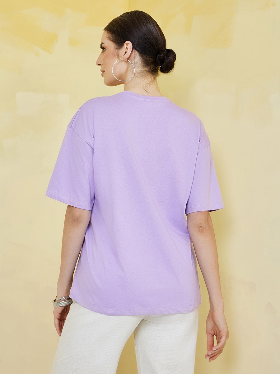 Oversized Slogan Longline 100% Cotton T-Shirt