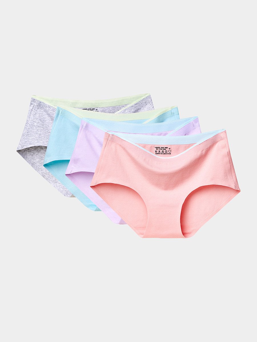 Pack of 4 - Cotton Contrast Bonded Elastic Shorts