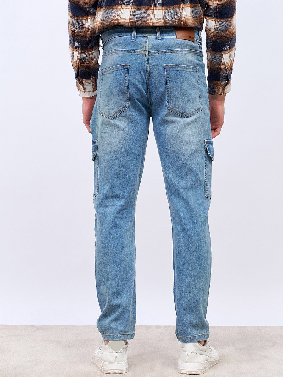 Slim Fit Cargo Jeans with Panel Detail