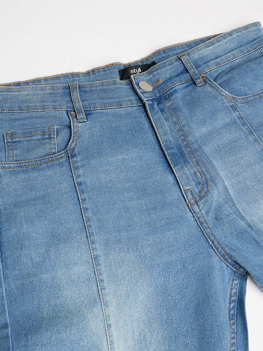 Slim Fit Cargo Jeans with Panel Detail