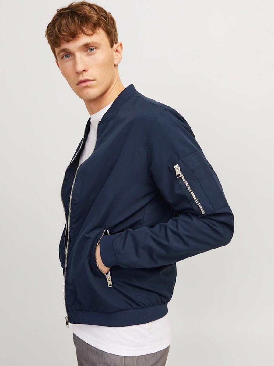 Long Sleeves Zip Closure Cuffed Bomber Jacket