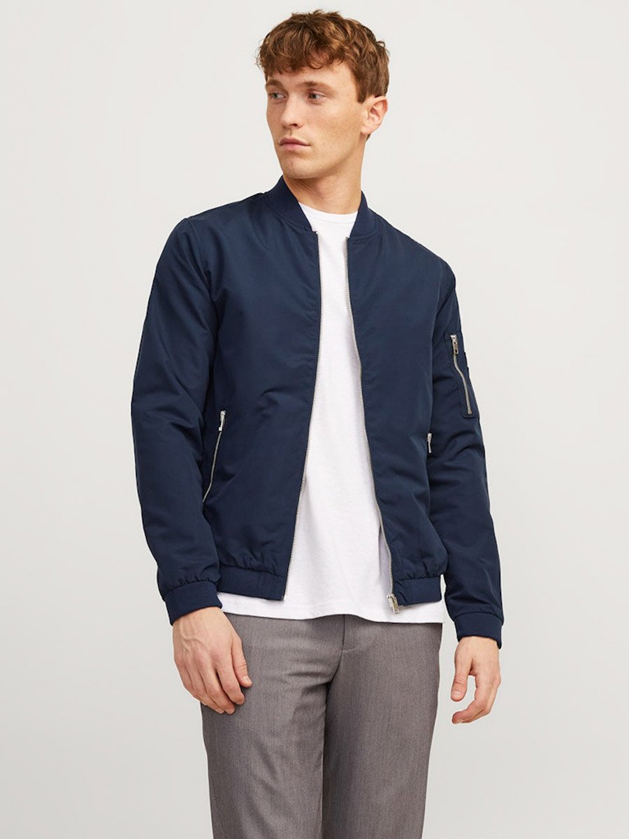 Long Sleeves Zip Closure Cuffed Bomber Jacket