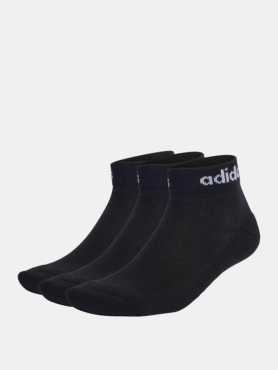 Linear Cushioned 3 Pair Pack Unisex Ankle Socks Black