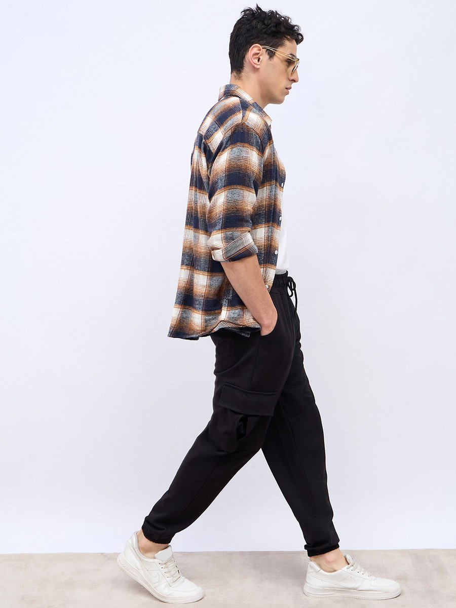 Oversized Fit Cargo Joggers with Elasticated Hem