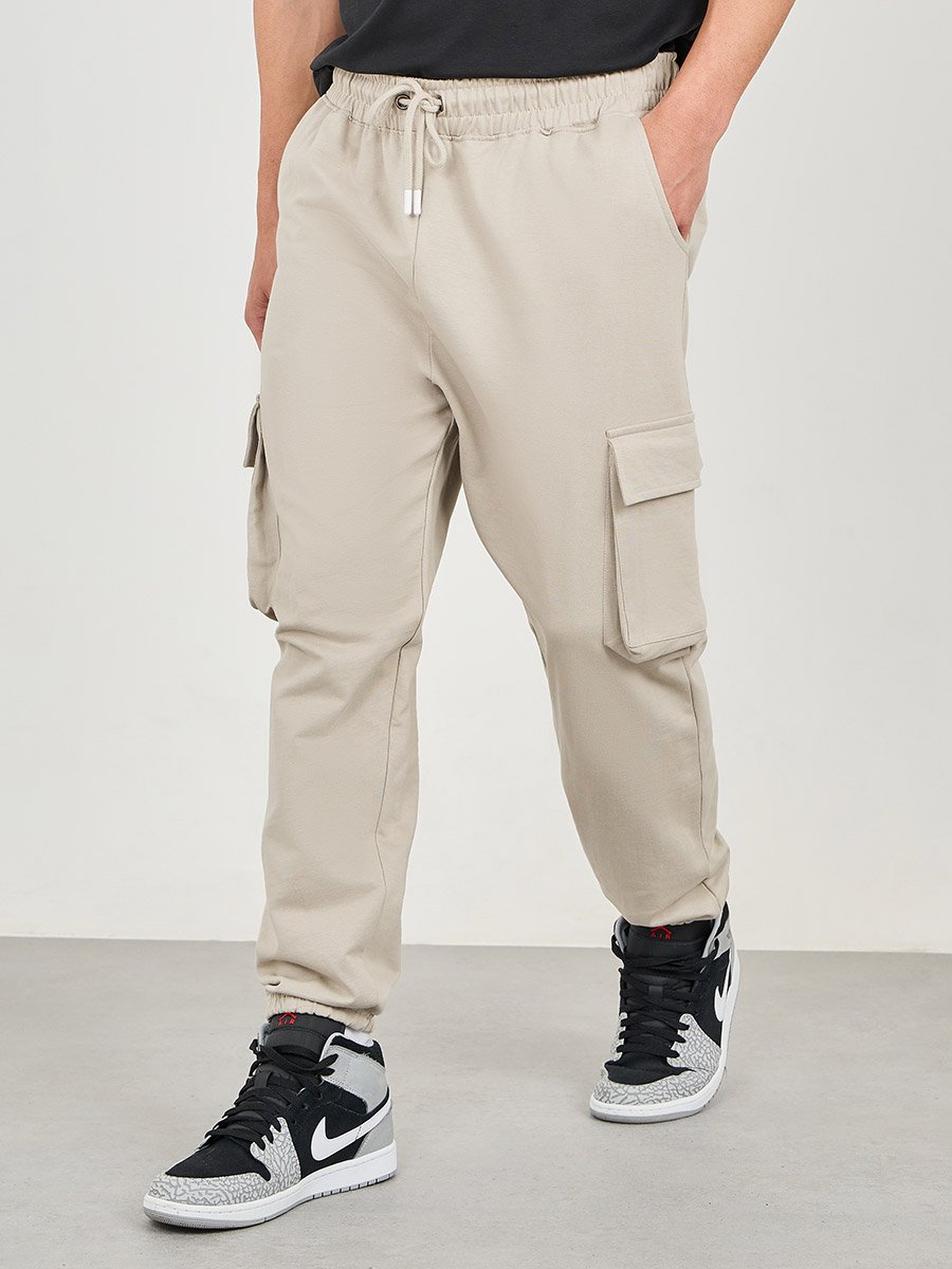 Oversized Fit Cargo Joggers with Elasticated Hem