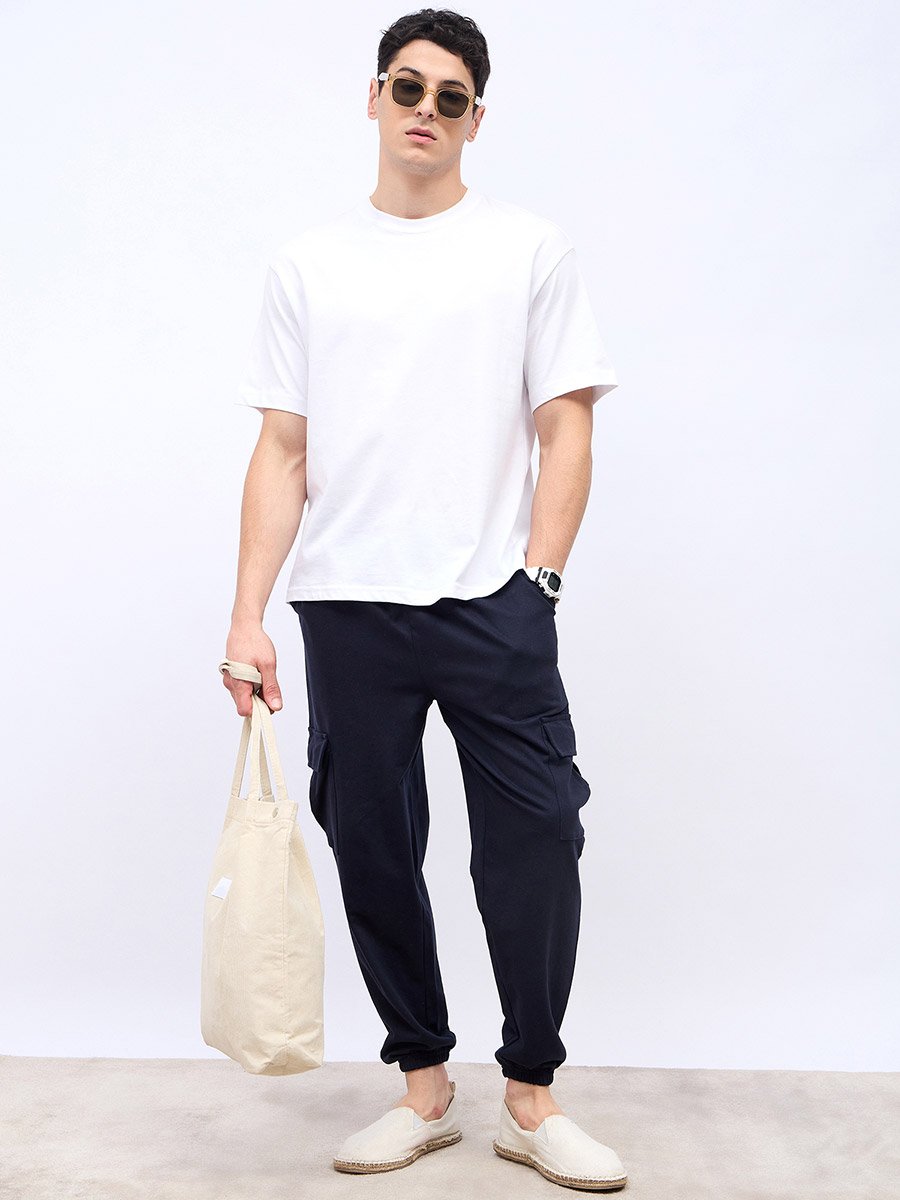 Oversized Fit Cargo Joggers with Elasticated Hem