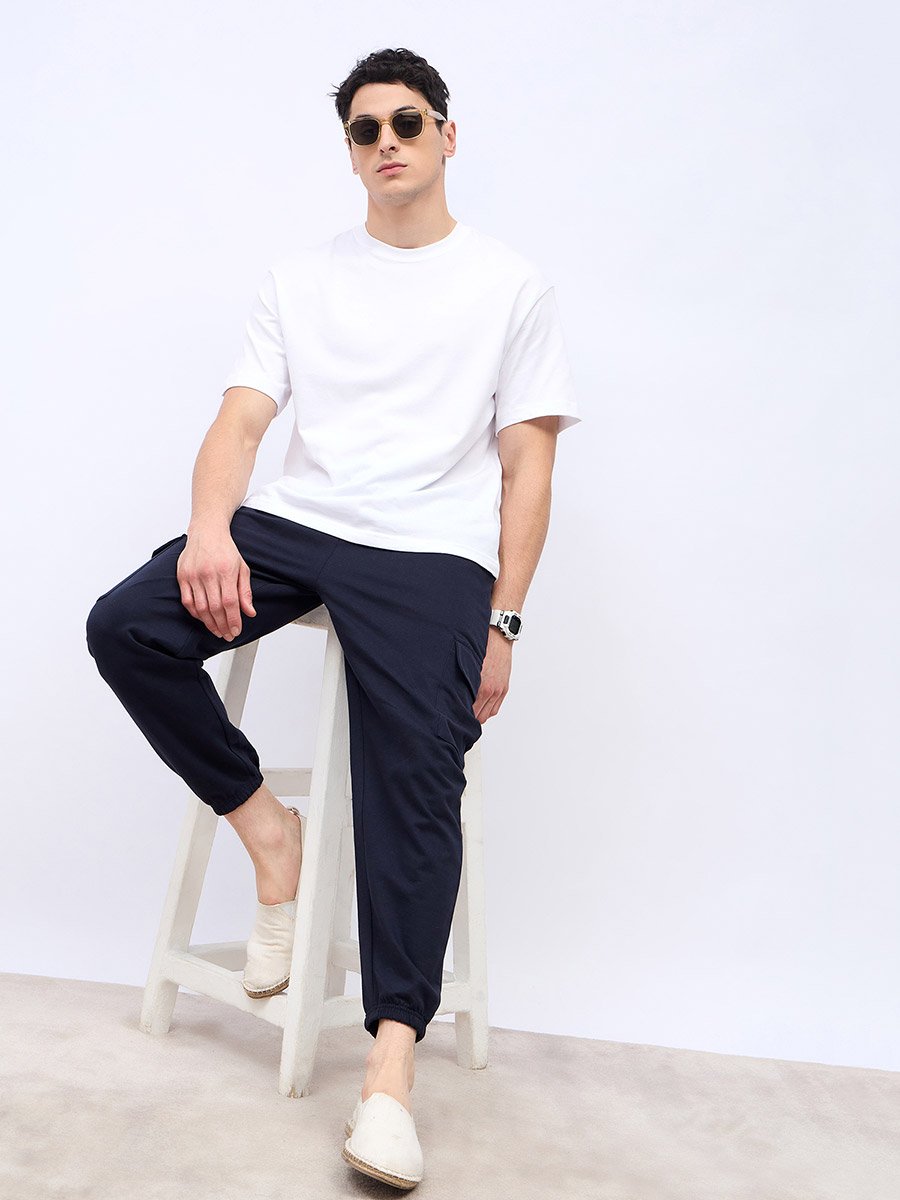 Oversized Fit Cargo Joggers with Elasticated Hem