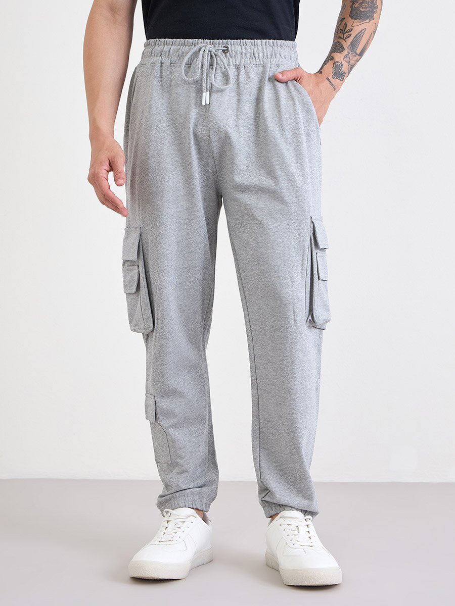 Solid Cargo Joggers with Zipper Pocket
