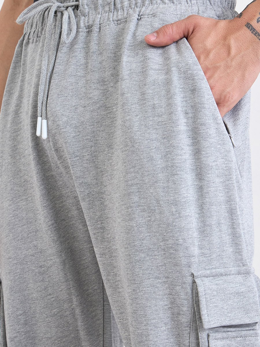 Solid Cargo Joggers with Zipper Pocket
