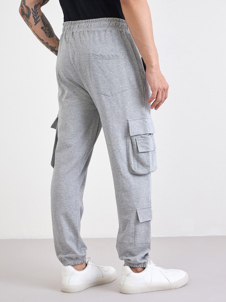 Solid Cargo Joggers with Zipper Pocket