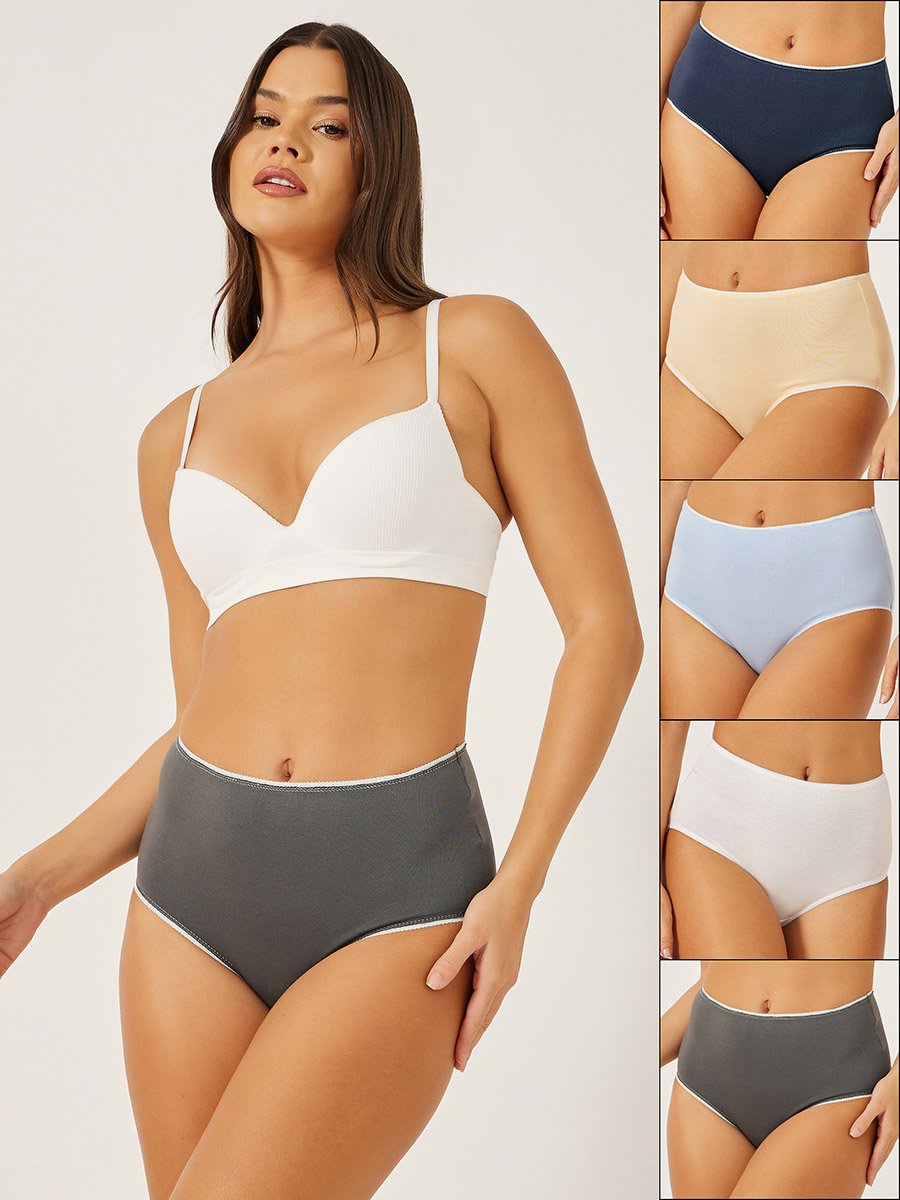 Pack of 5 - Cotton Solid Full Briefs