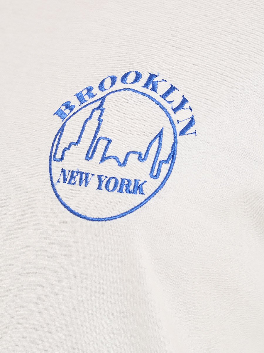 Oversized Embroidered Longline 100% Cotton T-Shirt