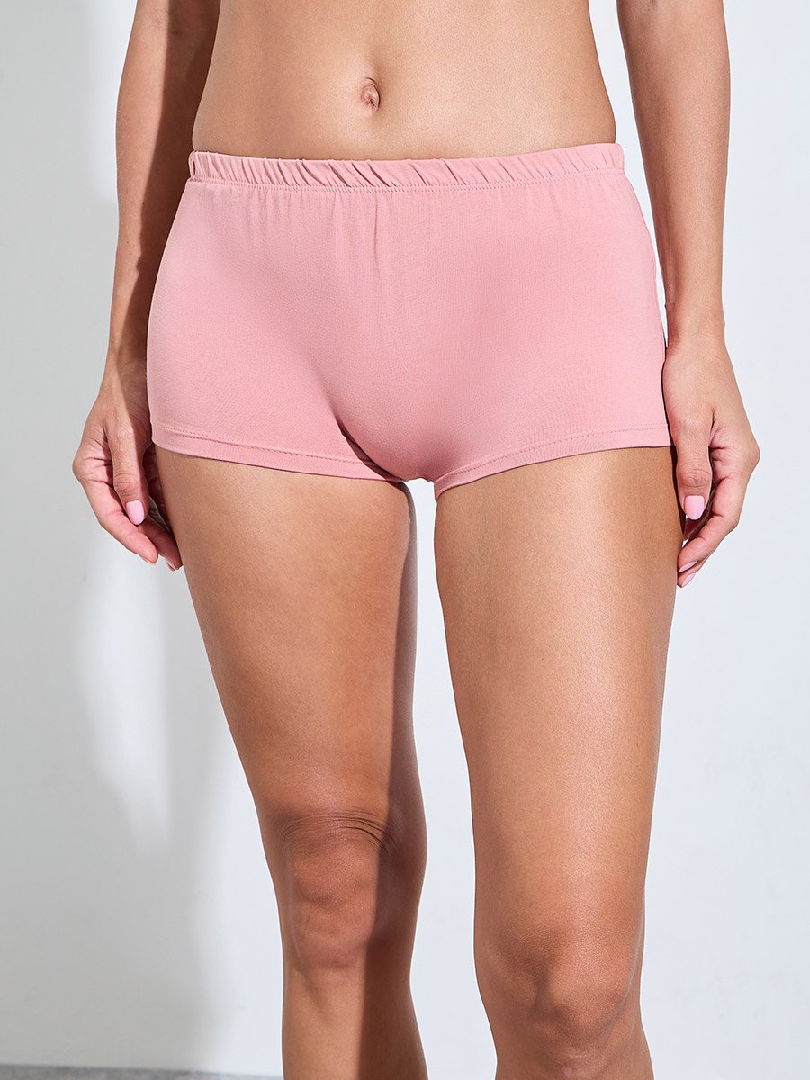 Pack of 4 - Solid Cotton Elastic Waistband Boyshorts
