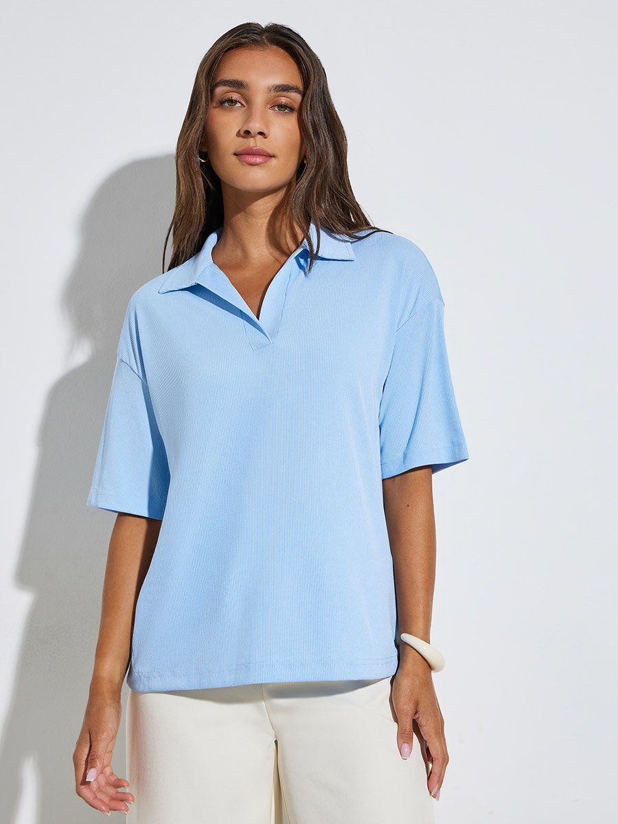 Rib Regular Fit Collared Neck Polo T-Shirt