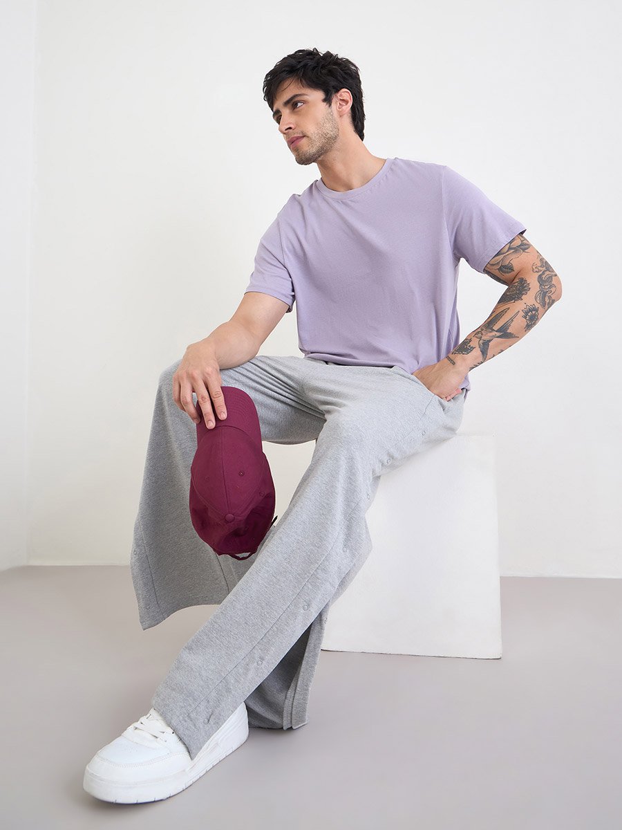Oversized Straight Leg Jogger with Popper Button