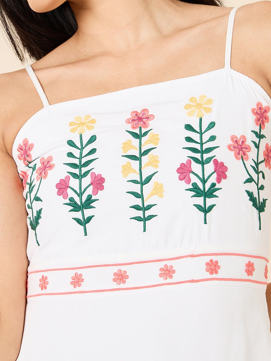 Strappy Embroidered Tiered Maxi Dress For Women at UAE