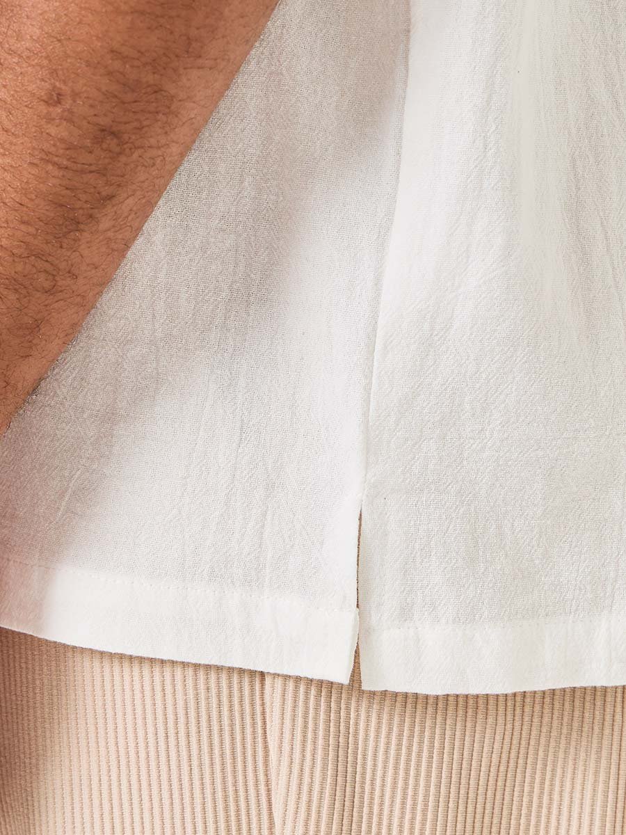Cotton Textured Resort Collar Relaxed Shirt
