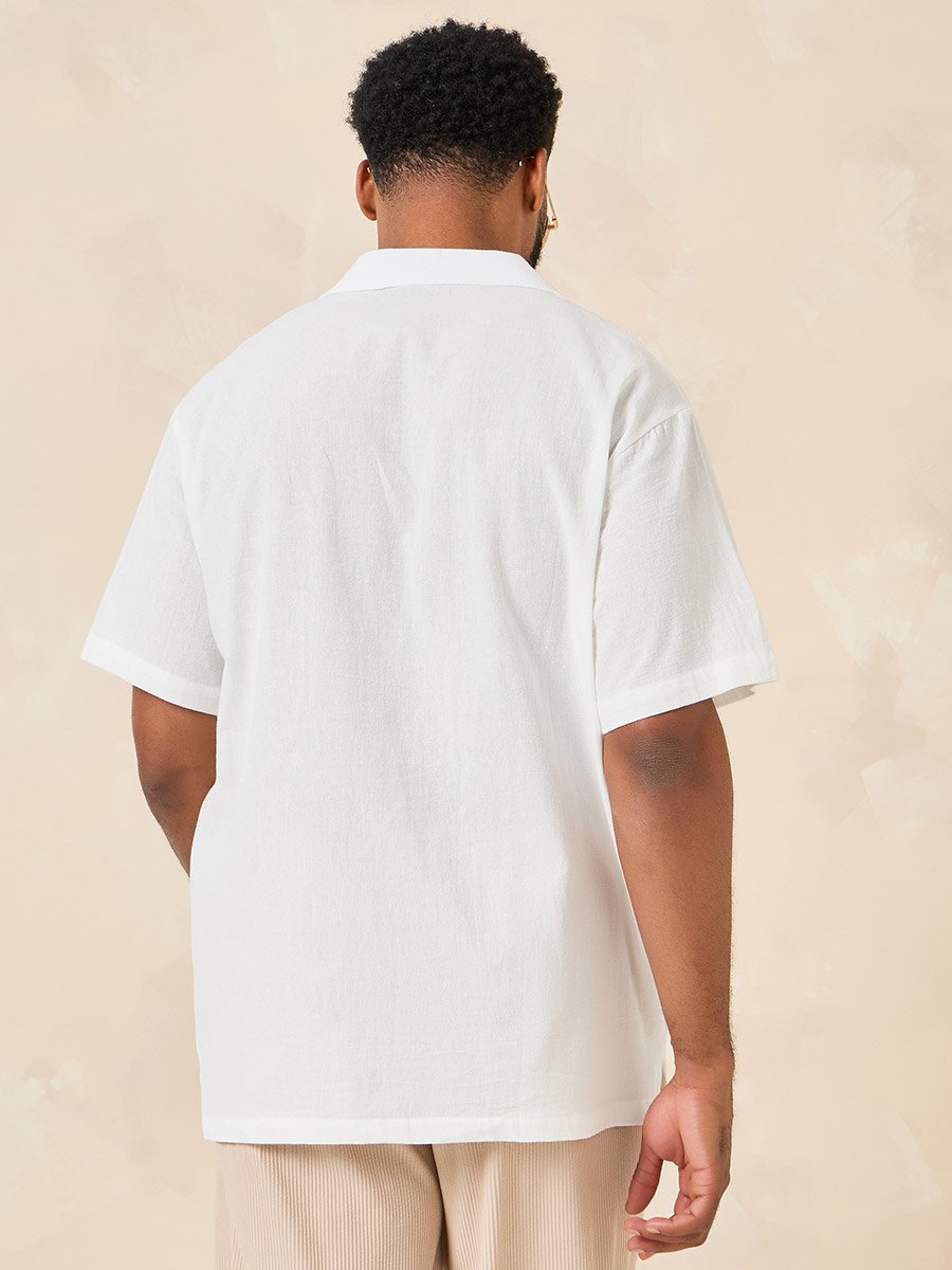 Cotton Textured Resort Collar Relaxed Shirt