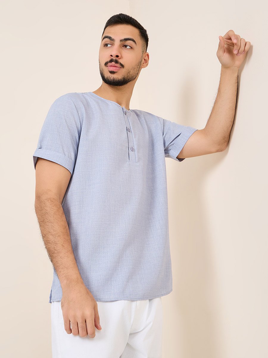 Cross Dyed Half Placket Regular Shirt