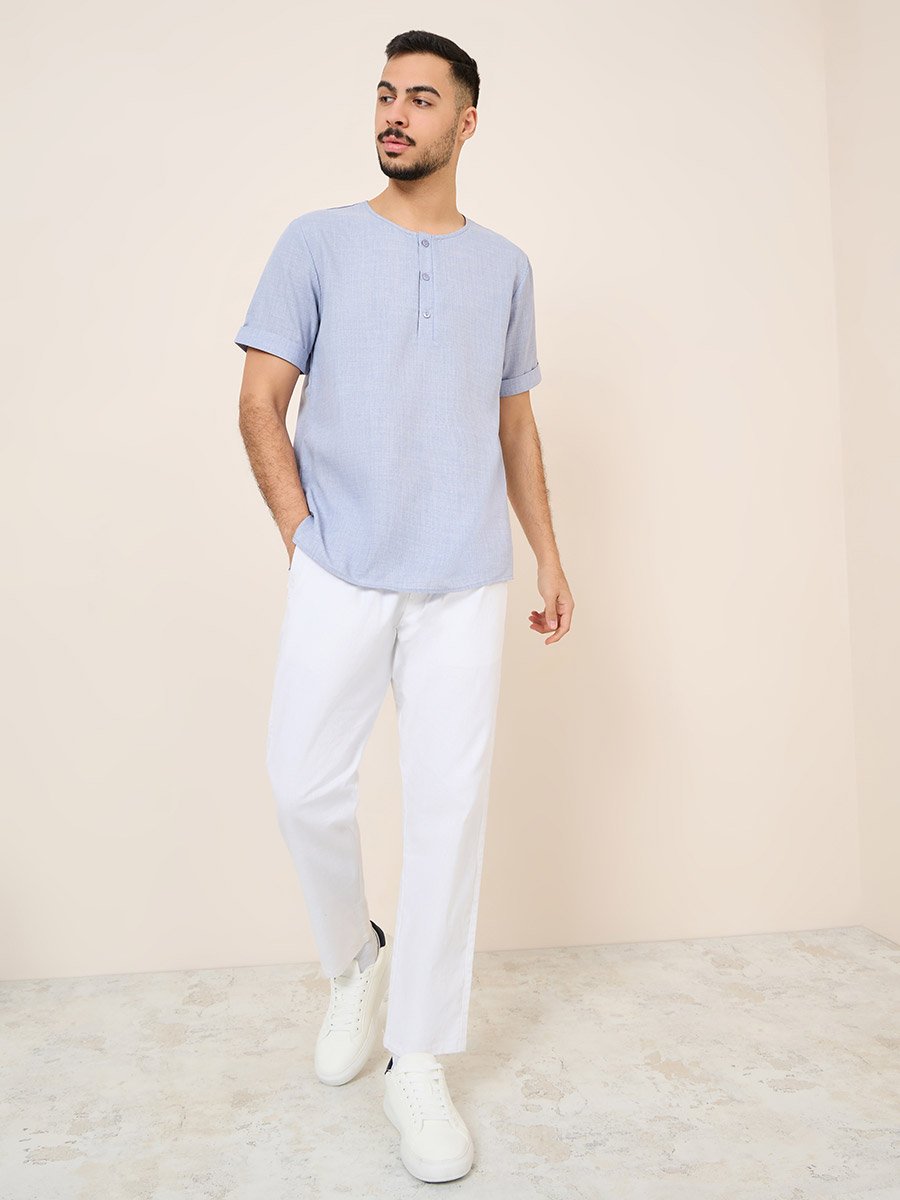 Cross Dyed Half Placket Regular Shirt